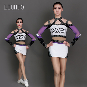 LIUHUO Costume da Cheerleader di Alta Qualità con Strass e Nastro Decorativo, Uniforme per <span class=keywords><strong>Cheerleading</strong></span> - Product Image 2
