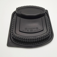 Boîte à lunch en plastique jetable noire, utilisable au micro-ondes, avec une capacité de 0 à 1 L