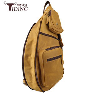 Tiding Men's Chest <b>Bag</b> Genuine Leather Large Capacity Crossbody <b>Bag</b> For Leisure Travel Solid Color Spring 2024 - Product Image 2