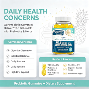 Bioby OEM/Private Label Gommose Probiotiche per la Salute Intestinale con Supporto Digestivo, Intestinale e per l'Umore 112,5 Miliardi di CFU 60 Gommose - Product Image 2