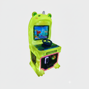 Machine de jeu d'arcade de course à monnayeur FEZA avec interface en anglais, lumières clignotantes et volant de direction pour enfants - Product Image 2