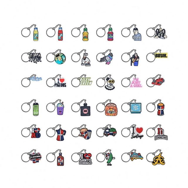 2026 New Assorted Dominican Republic & Pop Culture Rubber PVC Keychain Set for Souvenir & Gifts