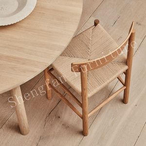 Chaise de salle à manger en bois de frêne de couleur noyer, prix de gros américain, tissage de siège, café, restaurant, chaise de salle à manger Borge Mogensen, chaises avec dossier - Product Image 2