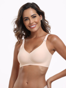 حمالة صدر رياضية لاسلكية من النايلون سبانديكس برقبة V حمالة صدر وتمديد تغطية كاملة ، ملابس داخلية من الحرير الجليدي - Product Image 4