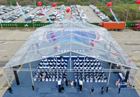 Tente de mariage en PVC transparent avec cadre noir 15m x 30m, capacité 220 personnes, chapiteau extérieur en aluminium pour banquet, événement, fête