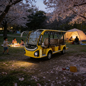 Bus électrique semi-fermé pour visites touristiques avec fenêtres flexibles, véhicule utilitaire pour parcs et transport de marchandises - Product Image 1