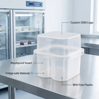 Lot de 4 boîtes de stockage de peptides OEM en plastique transparent de 3 ml, personnalisables avec logo, pour l'organisation des flacons en chaîne du froid et en congélateur