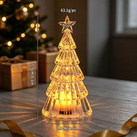 Lampu Lilin Elektronik LED Pohon Natal Bertenaga Baterai, Hiasan Dekorasi Rumah Mewah QY, Lampu Meja Akrilik Natal, Hadiah