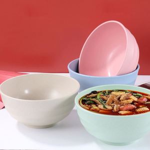 ชามพลาสติกฟางข้าวสาลี เส้นผ่านศูนย์กลาง 20 ซม. ชามบะหมี่สำหรับนักเรียนหอพัก ดีไซน์สร้างสรรค์ ป้องกันการตกแตก ชามข้าวสำหรับใช้ในบ้าน - Product Image 6