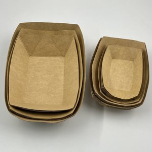 Jetable Taille Personnalisée Forme Couleur de Papier Emballage Alimentaire Déjeuner Snack Plateau Bateau - Product Image 4