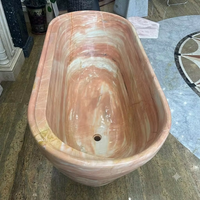 Baignoire autoportante ovale en marbre beige naturel, luxueuse, moderne, de style occidental, écologique, avec fonction bain à remous