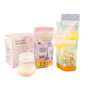 Self Standing Double Zipper Milk Saving Bags Side Spout Breast Milk Pouch Eco Friendly Plastic Bag For Breast Milk Storage