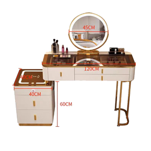 Coiffeuse intelligente avec miroir lumineux à chargement <span class=keywords><strong>sans</strong></span> <span class=keywords><strong>fil</strong></span>, meuble de rangement moderne et minimaliste en bois pour chambre à coucher, idéale pour l'hôtellerie - Product Image 6