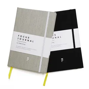 Odm Oem Aangepaste Stof Linnen Journal Notebook Met Logo Goud Zilver Zwart Hot Stamping A5 Doek Schaafmachine Dagboek Afdrukken