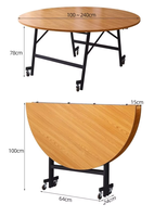 Table ronde pliante solide avec roues | Table à manger portable peu encombrante pour la maison, les banquets et les restaurants