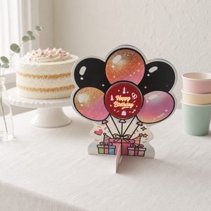 Panneau de table holographique Joyeux Anniversaire lumineux pour enfants et adultes, décoration de table de desserts et gâteaux, baby shower, anniversaire, en papier - Product Image 1