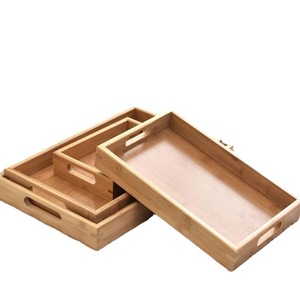 Plateau de service rectangulaire en bambou, plateau à thé et café en bois massif pour hôtel et usage domestique - Product Image 4