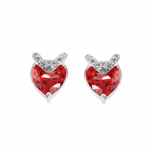 925 Sterling Silver Handmade <b>Heart</b>-Shape Natural Garnet Stud <b>Earrings</b> Statement Fine Jewelry for Women Gift - Product Image 1
