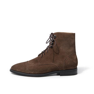 <b>Top</b> Cow Suede Leather Ankle Boots Men Booties High Boots Formal Man Business Brogue <b>Italian</b> Style Big Size Shoes Factory - Product Image 6