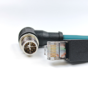 Conector Circular Industrial IP67 DIN M12 de 8 Pines, Conector Macho en Ángulo X-Code, Cable RJ45 Blindado Cat6A, Señal de Red, Chapado en Oro - Product Image 2