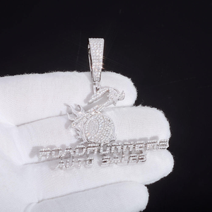 Collier pendentif en argent 925 avec moissanite, taille brillant rond, bijoux de mode hip-hop, cadeau de luxe pour hommes et femmes - Product Image 4