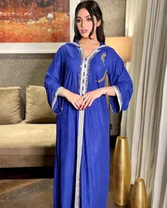 Fabbrica Ramadan Eid Jalabiya di Modo Musulmano Vestito Abaya Dubai Arabo Con Cappuccio Marocchino Caftano Diamante Jalabiat Delle Donne Veste 2021