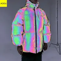 Reflective Holographic Puffer Jacket for Men