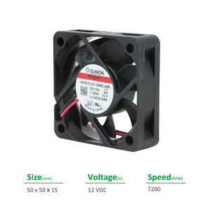 พัดลมระบายความร้อนแบบแกน SUNON MF50151VX-1000C-A99 ขนาด 50x50x15 มม. 12VDC 100mA 1.38W 7200RPM 18.6CFM แบบ Vapo Bearing สำหรับตู้และอินเวอร์เตอร์  OEM ODM - Product Image 2