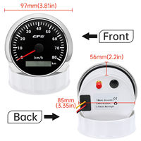 Compteur de vitesse GPS multifonctionnel étanche en acier inoxydable de 3-1/3 pouces (85 mm) avec cadran noir pour bateau marin, voiture et automobile