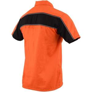 2025 Leather MDM11670.144 Men's <b>Black</b> Work Shirt with Orange <b>Button</b> up Heavy-Duty Classic Mechanic Workwear - Product Image 4