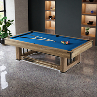 Table de billard S.Q.F 7 pieds de luxe personnalisée avec plateau en marbre et pieds en bois, coussin en tissu, accessoires de billard 3 en 1