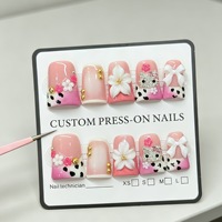 Vente en gros : Nouveauté Ongles artificiels 3D de luxe en forme de bec de canard, 10 pièces, faits main, de haute qualité, à presser, pour fêtes et mode