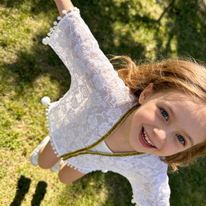 Robe kimono en dentelle blanche pour petite fille, manches courtes, avec pompons, pour bébé, tout-petit, enfant, cardigan en tricot, couleurs personnalisées - Product Image 3