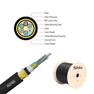 SHFO-ADSS Fiber Optic Cable Manufacturer Single Double Sheath 4 Core ADSS Power Cable Span 24 48 Core Outdoor Fiber Optic Cable