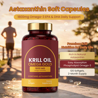 Capsules d'huile de poisson à l'astaxanthine, fabrication OEM ODM, étiquette privée, formule personnalisée, supplément d'oméga 3 EPA DHA, fabricant