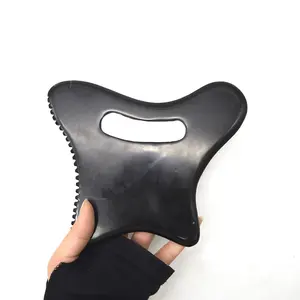 Custom LOGO Natural Black Bian Stone Body Gua Sha Scraping Massage Tool for Muscle Relaxation