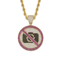 Pendentif hip-hop en zirconium plaqué or, motif personnalisé, pour homme et femme, accessoire de collier cool pour boîte de nuit et hipster
