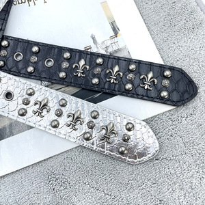 Кожаный ремень с пряжкой из крокодиловой кожи - Product Image 4