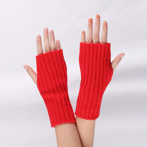 Vente directe des fabricants, gants en tricot chauds personnalisés pour l'automne et l'hiver, gants sans doigts en acrylique uni pour hommes et femmes - Product Image 2