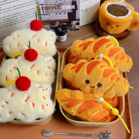 Porte-clés en peluche 3D amusant et mignon en forme de cornet de bœuf, pendentif durable, créatif, tasse à café, nuage, pain, poupée alimentaire
