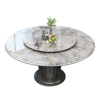 Ensemble table et chaises de salle à manger en pierre microlite italienne avec plateau tournant circulaire