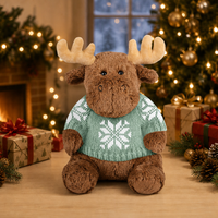 Peluche Mignonne Élan avec Rembourrage en Coton PP et Détails Brodés - Tissu Doux, Cadeau de Noël pour Enfants