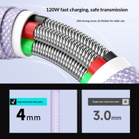Cable de Datos de Carga Rápida Tipo-C con Conectores USB-A y Tipo-C, Material Tejido para Teléfonos Móviles - Transferencia de Datos