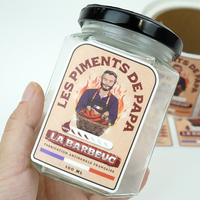 Impression d'étiquettes personnalisées pour bouteilles de sauce piquante adhésives, étiquettes anti-humidité pour pots de sauce, rouleau d'autocollants pour l'emballage