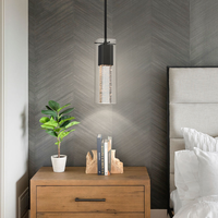 US Instock luxe nordique chevet hôtel île lumière suspension lampes cristal Simple noir fer suspendu barre lumières