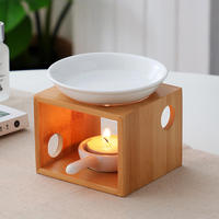 Diffuseur en bois d'aromathérapie pour huiles essentielles Bougies chauffe-plat Porte-encens Brûleur à cire parfumée