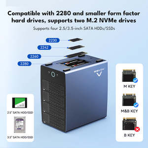 Boîtier de stockage <span class=keywords><strong>externe</strong></span> en aluminium <span class=keywords><strong>Thunderbolt</strong></span> 4 40 Gbit/s à 6 baies pour SSD/HDD, 136 To, M.<span class=keywords><strong>2</strong></span> NVMe SATA <span class=keywords><strong>2</strong></span>,5/3,5 pouces, 8K*60Hz DP - Product Image 1