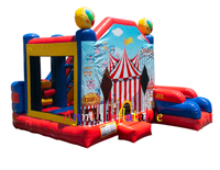 Château gonflable d'extérieur en PVC de qualité professionnelle, thème cirque, avec toboggan et tente