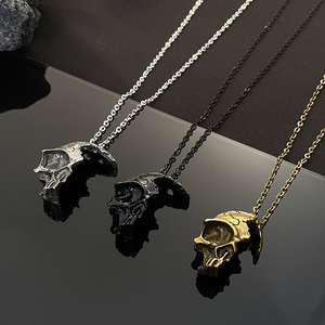 Collier pendentif crâne punk, style gothique vintage, vente en gros, chaîne en alliage, cadeau, bijoux fantaisie, chaîne de pull - Product Image 2