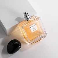 Flacon pulvérisateur de parfum pour femme en verre transparent rectangulaire vide de 100 ml de haute qualité avec boîte d'emballage